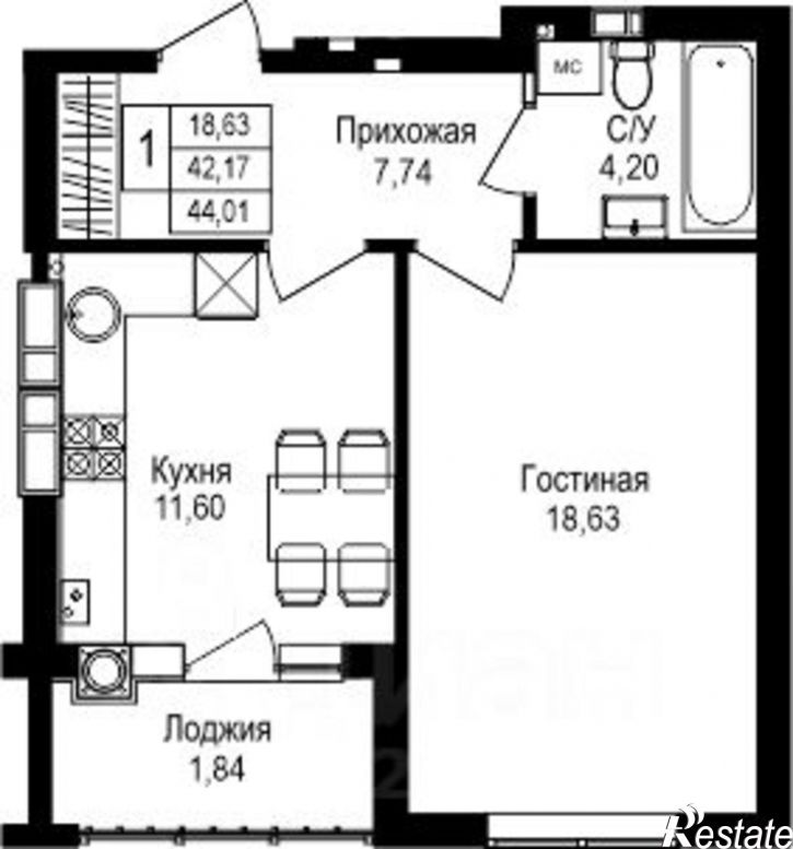 1-комн квартира в новом доме улица 3-го Белорусского фронта, 8,  д. 8