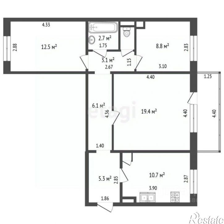 3-комн квартира ул Подполковника Емельянова, 86А,  д. 86А
