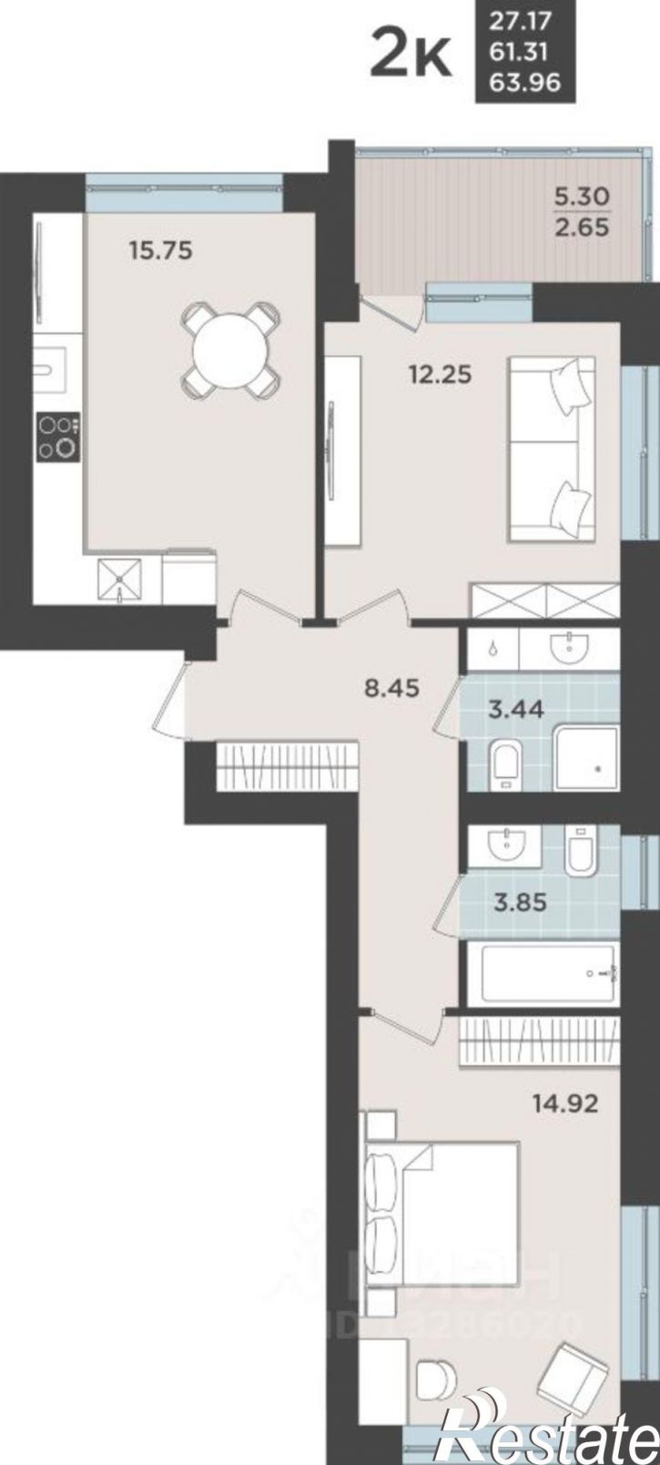 2-комн квартира в новом доме Арсенальная улица, 31к4
