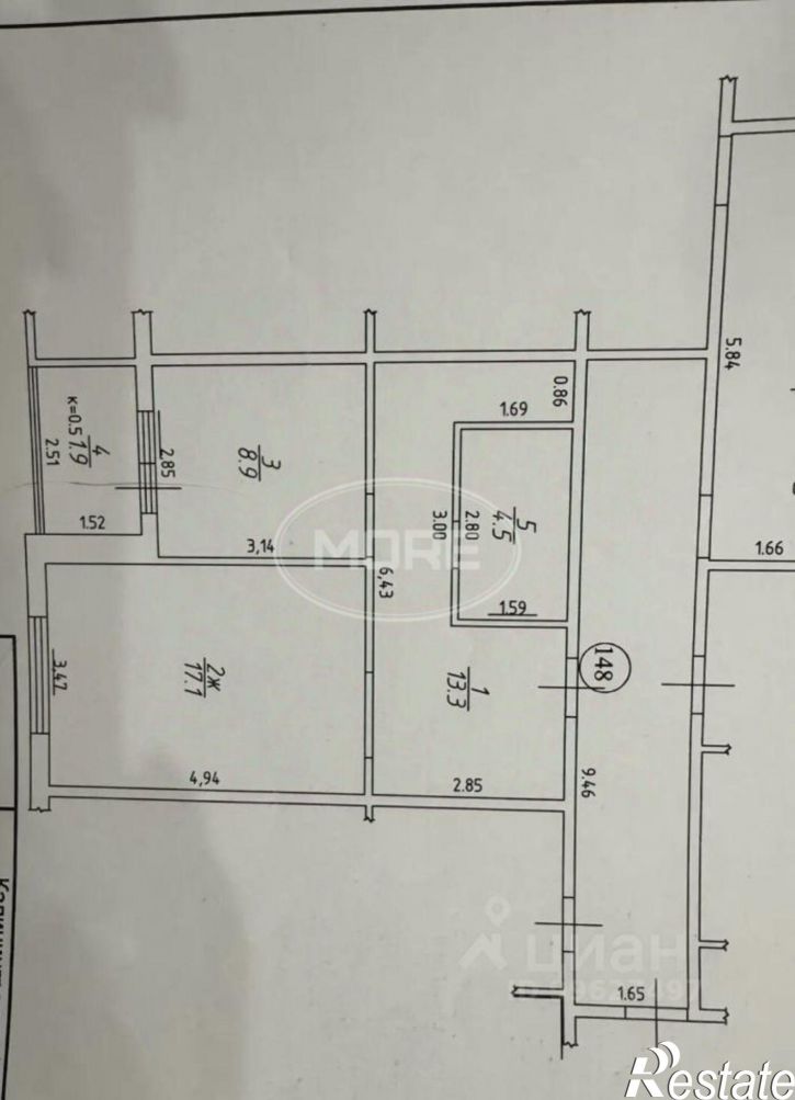 1-комн квартира улица Олега Кошевого, 35,  д. 35