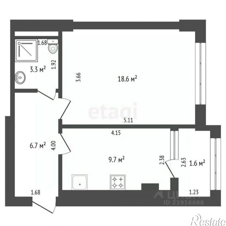 1-комн квартира