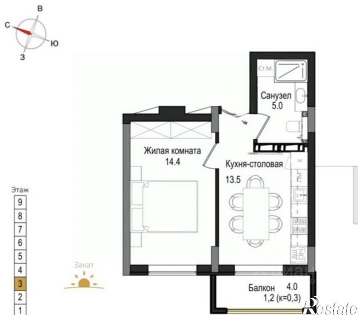 1-комн квартира Калининград г., Центральный