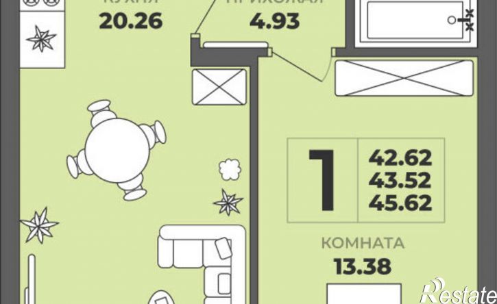 1-комн квартира в новом доме ул Генерала Толстикова, 36 2,  д. 36 2,  к. 2