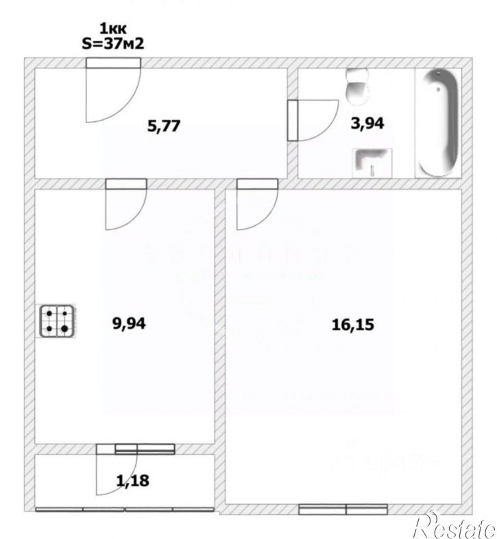 1-комн квартира улица Баженова, 13В,  д. 13В