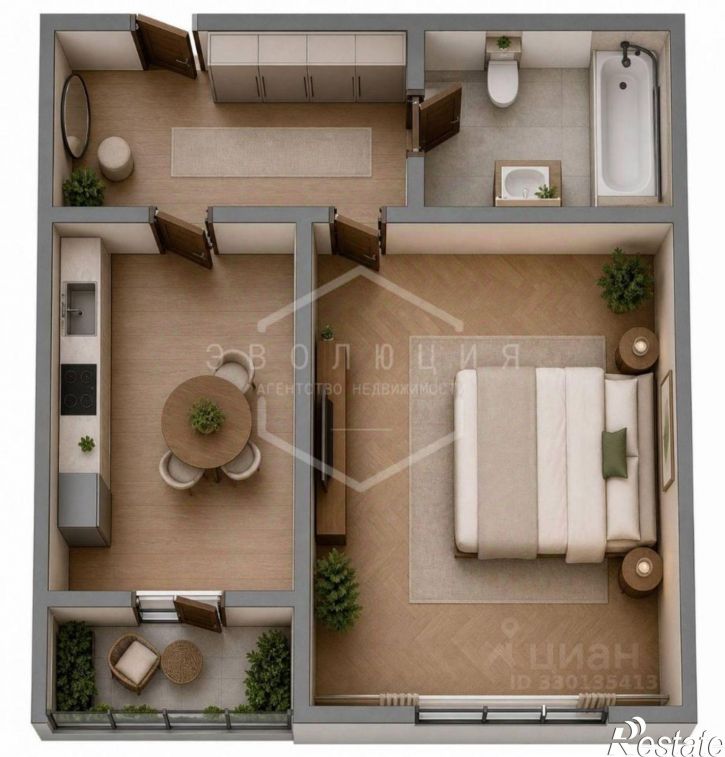 1-комн квартира улица Баженова, 13В,  д. 13В