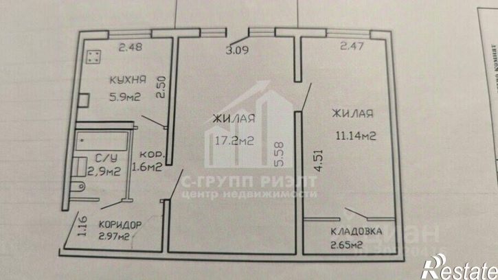 2-комн квартира ул Красносельская, 37,  д. 37