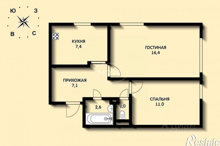 2-комн квартира улица Подполковника Емельянова, 258,  д. 258