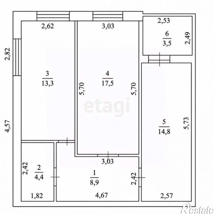 2-комн квартира ул Октябрьская, 35,  д. 35