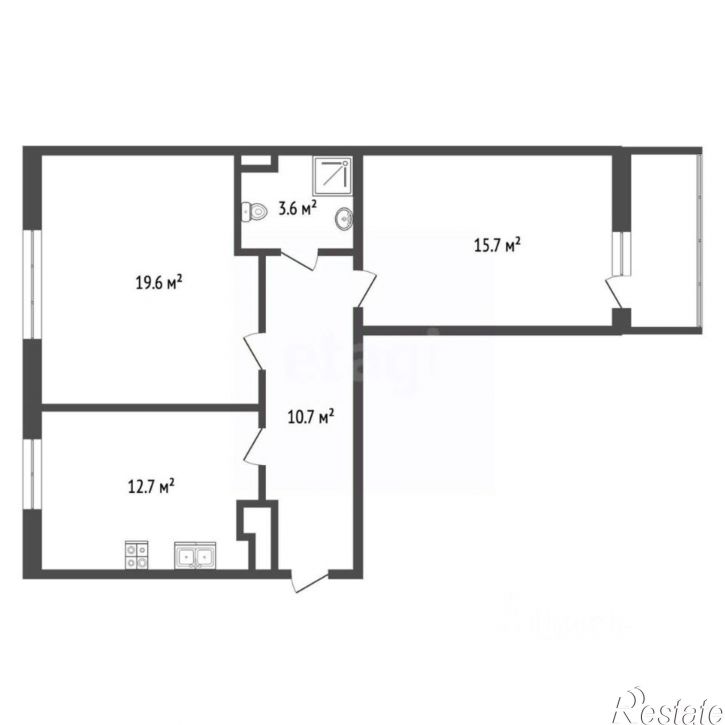 2-комн квартира ул Лужская, 23Б 1,  д. 23Б 1,  к. 1