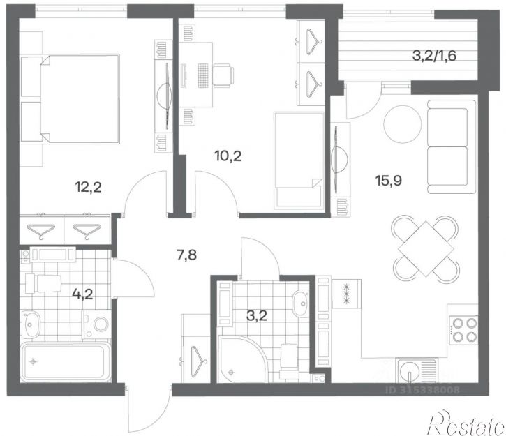 2-комн квартира в новом доме ул Ю.Гагарина, 30,  д. 30