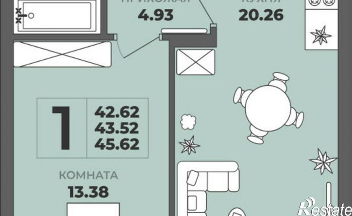 1-комн квартира в новом доме ул Генерала Толстикова, 36 2,  д. 36 2,  к. 2