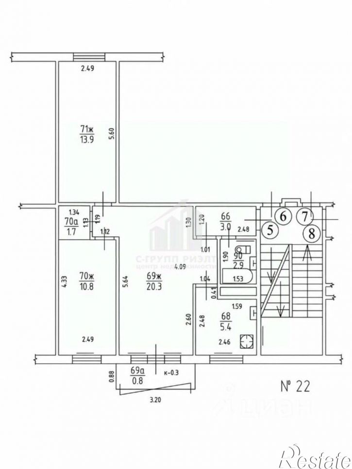 3-комн квартира ул Машиностроительная, 22,  д. 22