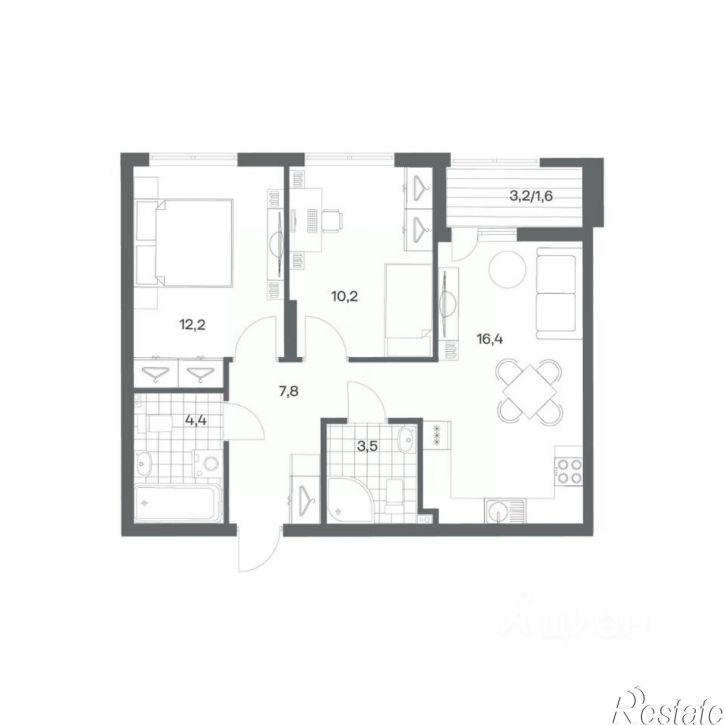 2-комн квартира в новом доме ул Ю.Гагарина, 30,  д. 30