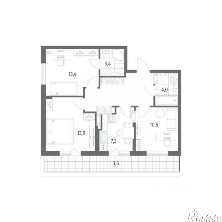3-комн квартира в новом доме Красная улица