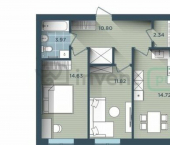 2-комн, 61кв м, этаж 1/4 улица Сержанта Мишина, 81к3