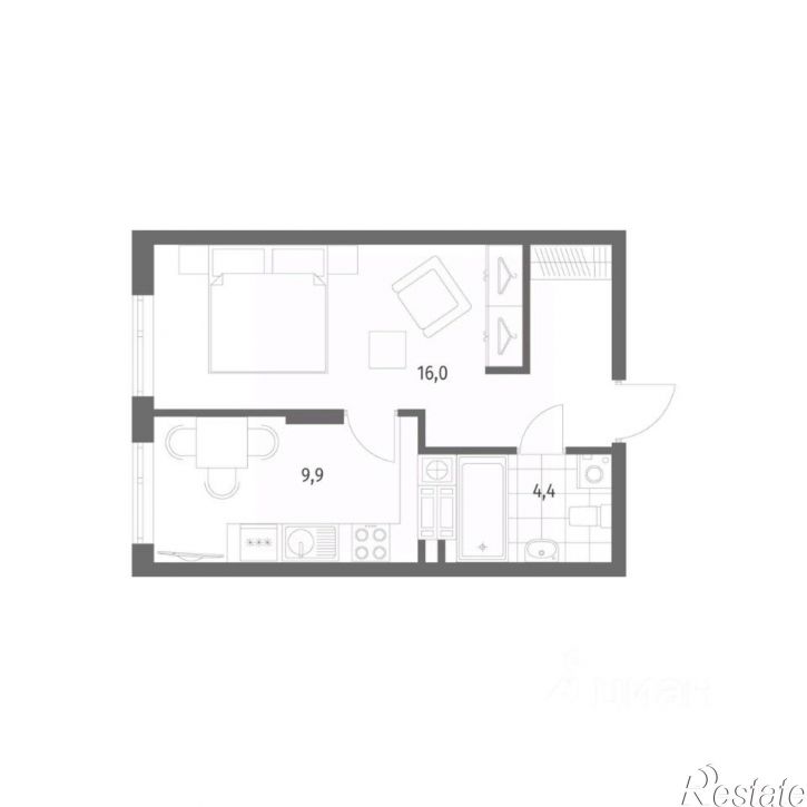1-комн квартира в новом доме Красная улица