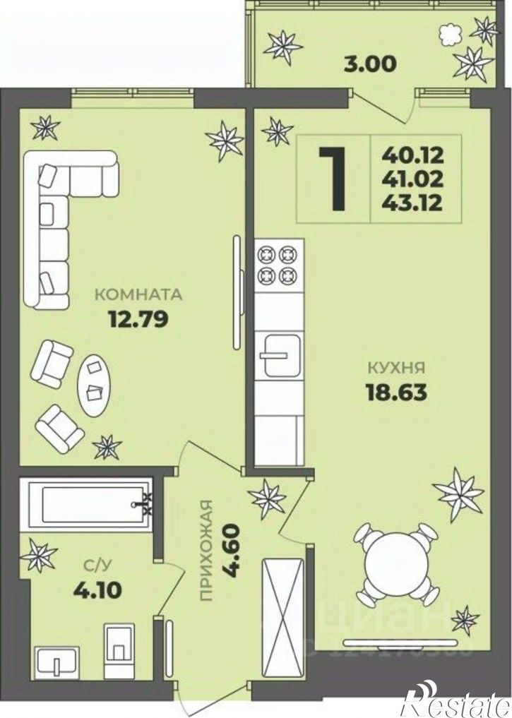1-комн квартира в новом доме ул Генерала Толстикова, 36 2,  д. 36 2,  к. 2