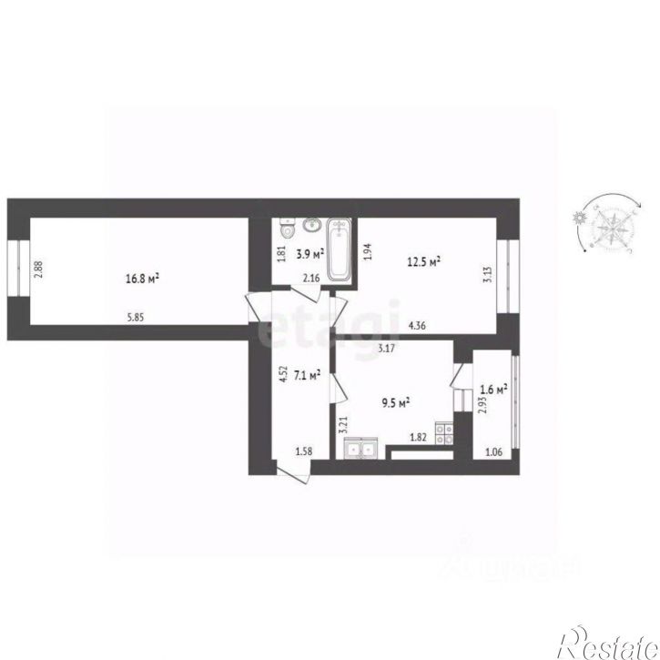 2-комн квартира