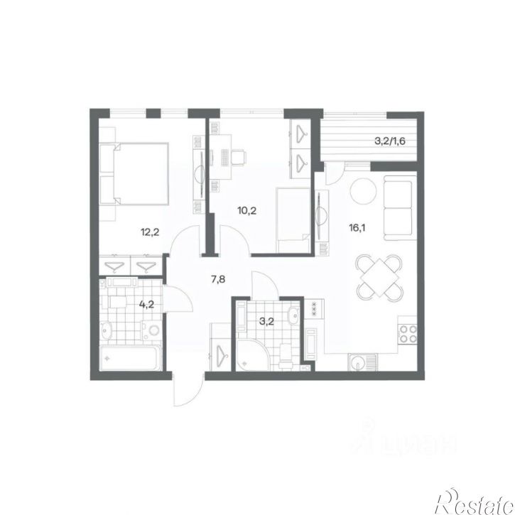 2-комн квартира в новом доме ул Ю.Гагарина, 30,  д. 30