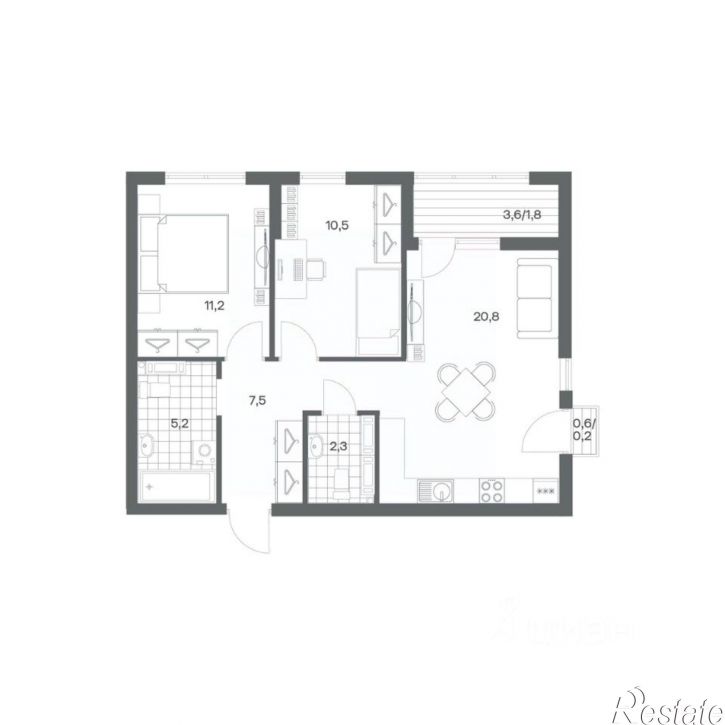 2-комн квартира в новом доме ул Ю.Гагарина, 30,  д. 30