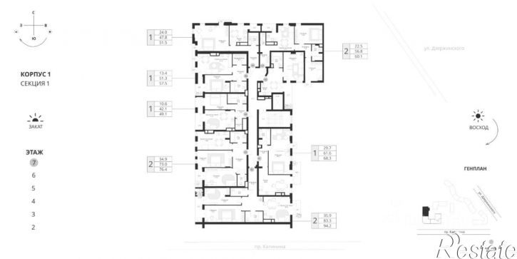 1-комн квартира в новом доме пр-кт Калинина, 111,  д. 111