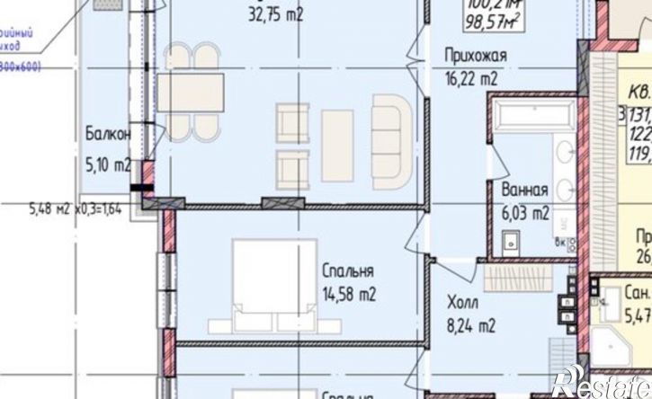 3-комн квартира ул Курортная, 6,  д. 6