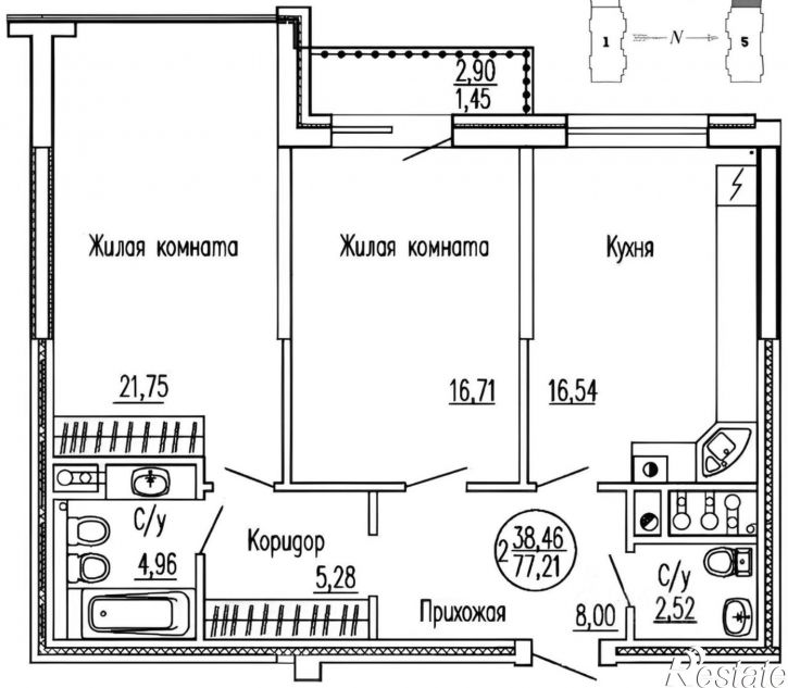 2-комн квартира ул Сержанта Колоскова, 8,  д. 8