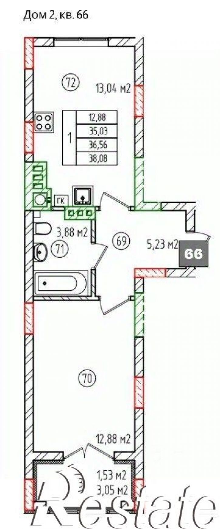 1-комн квартира в новом доме улица Александра Невского, 227,  д. 227