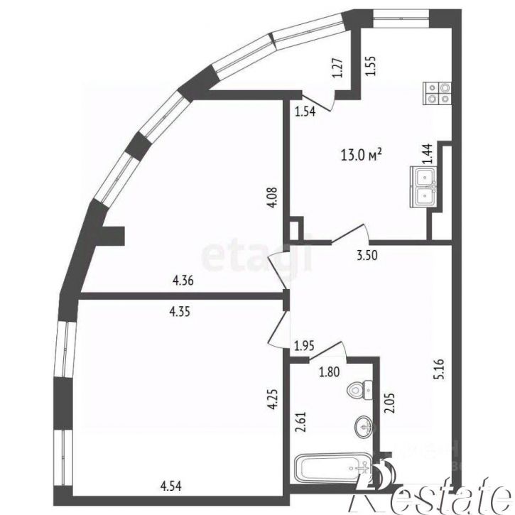2-комн квартира улица Куйбышева, 98,  д. 98