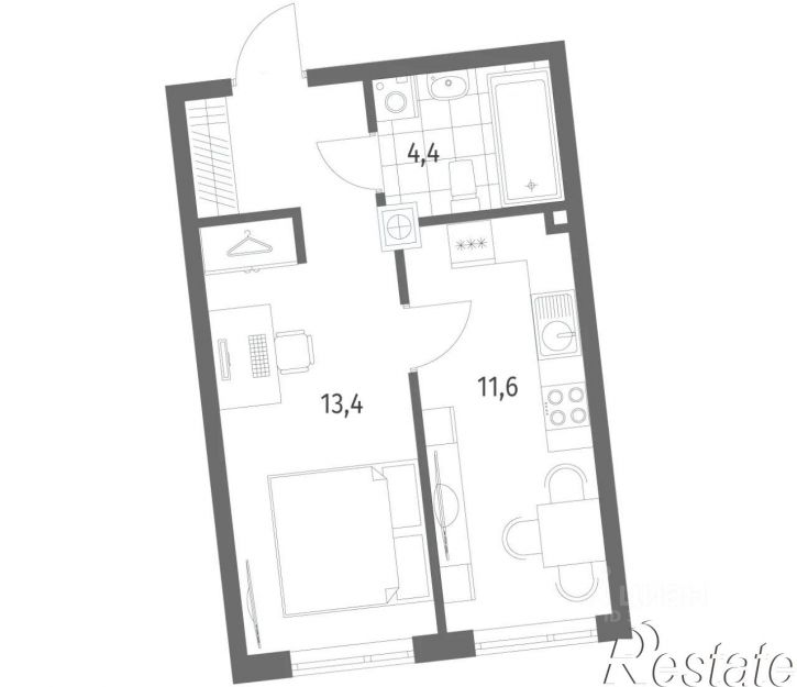 1-комн квартира в новом доме Псковская улица, 21,  д. 21