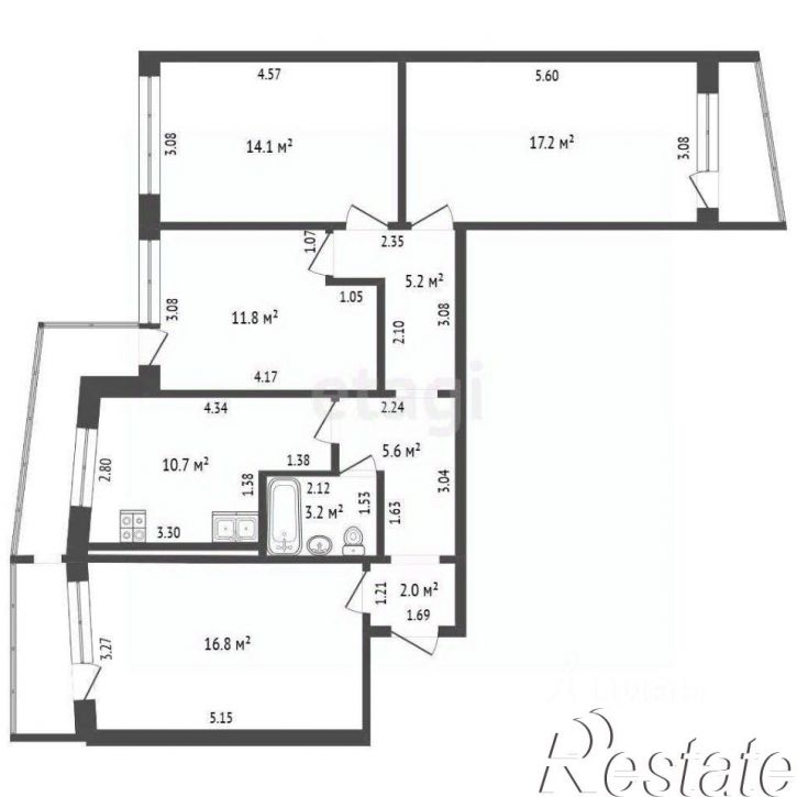 4-комн квартира Воскресенская улица, 3,  д. 3