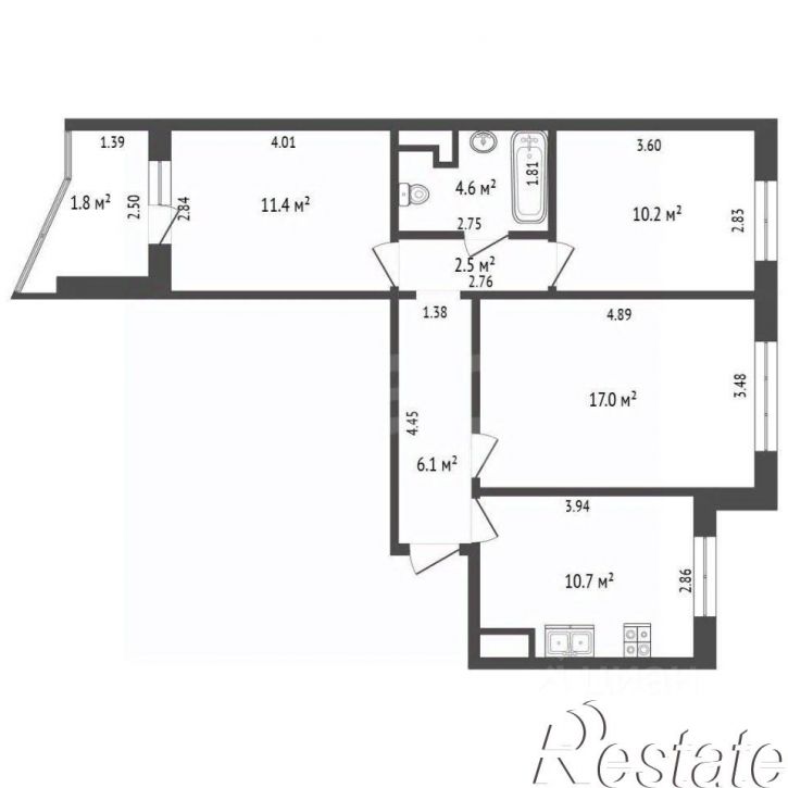 3-комн квартира улица Полковника Ефремова, 12,  д. 12