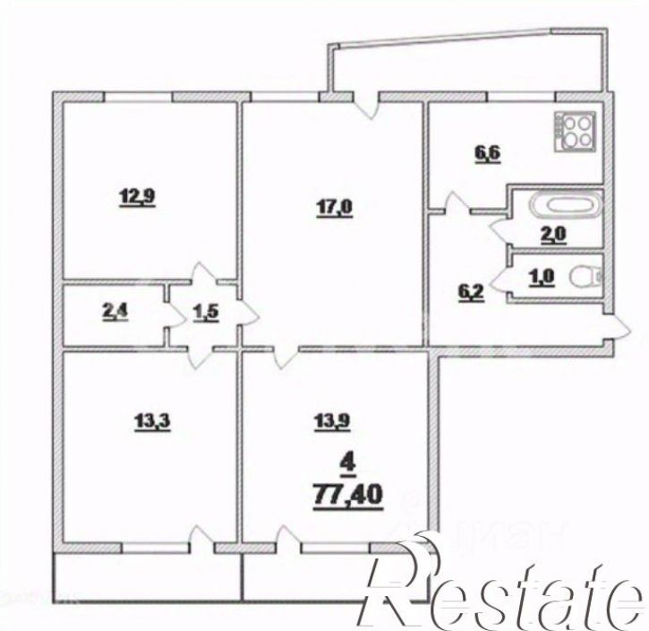 4-комн квартира улица 9-го Апреля, 50А,  д. 50А