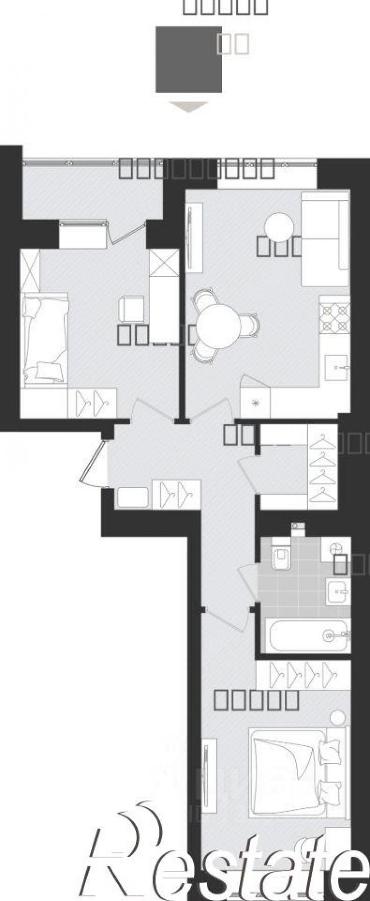 2-комн квартира в новом доме улица Поленова, 6 к2,  д. 6 к2