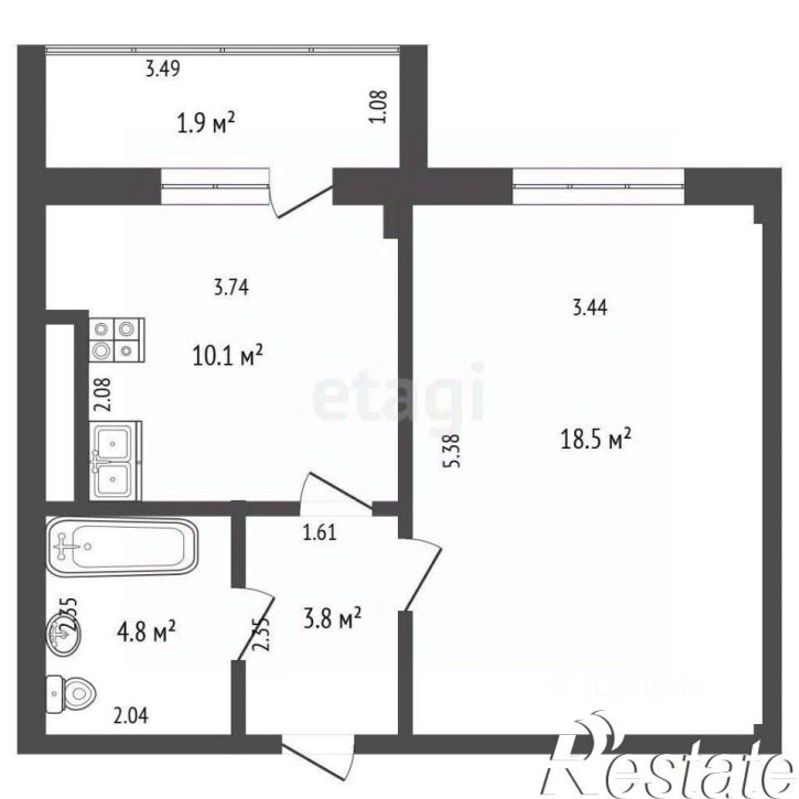 1-комн квартира улица Дзержинского, 96А,  д. 96А