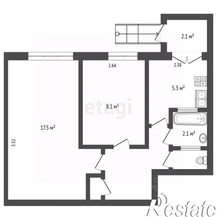 2-комн квартира улица Подполковника Емельянова, 80,  д. 80