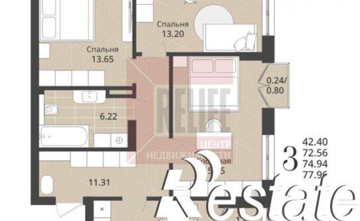 3-комн квартира в новом доме Осенняя улица, 34,  д. 34